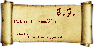 Bakai Filomén névjegykártya